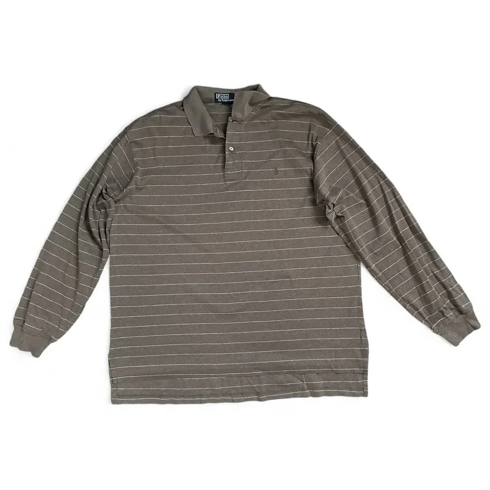 Polo Ralph Lauren Men's Brown Striped Long Sleeve Shirt‎ Size XL